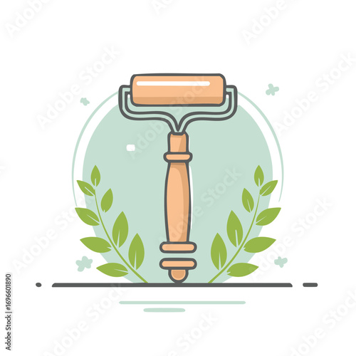 Jade Roller and Greenery for Natural Skincare and Beauty Routine