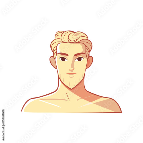 Cartoon illustration of a man with blonde hair and a small beard looking directly at the viewer