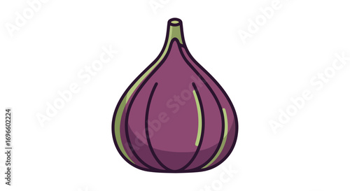 Stylized fig illustration with purple hues and subtle shadow details on a white background showcasing a simple, modern design