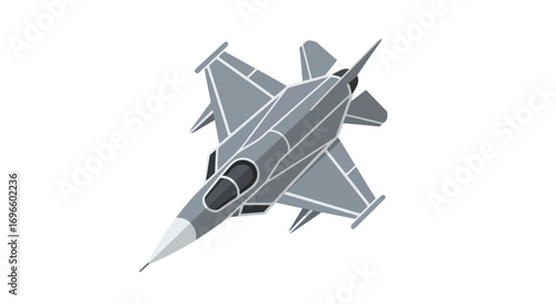 Simplified fighter jet vector illustration: A modern and graphic aircraft design for projects, perfect for aviation concepts and digital creations