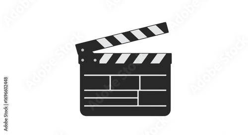 Graphic depiction of film clapperboard poised for movie production sequence to initiate