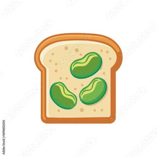 Toast with green beans cartoon illustration graphic element food icon dietary breakfast lunch or dinner flat design style
