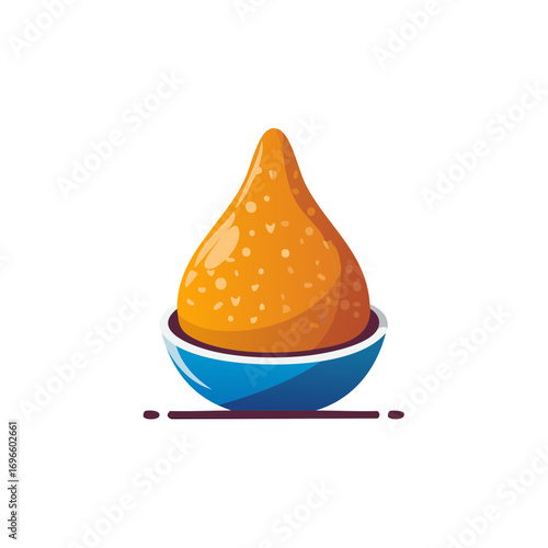 Coxinha in Bowl Vector Illustration Appetizing Fried Chicken Snack Graphic