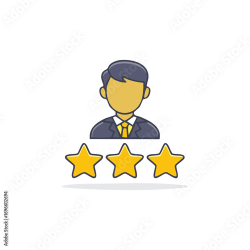 Business person with three golden star rating icon concept for customer experience