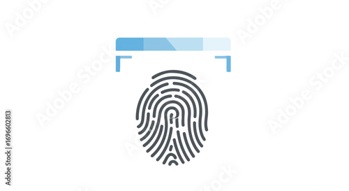 Stylized biometric fingerprint scan illustration for digital identification and personal access control system security