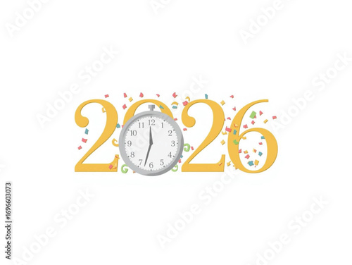 2026 Countdown Clock Design – Midnight Celebration Vector