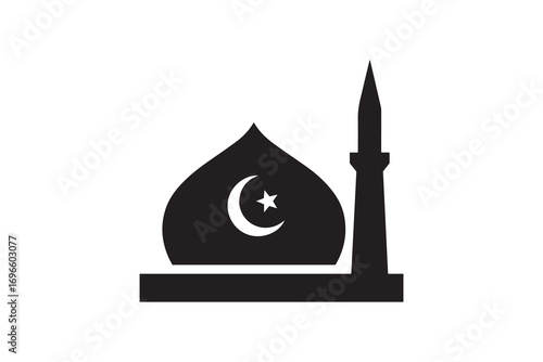 Islamic Mosque Black Vector Graphic Muslim Prayer Building Symbol
