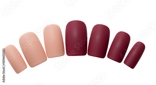colorful nails arranged in fan shape on transparent background
