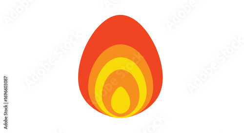 Stylized fiery egg shape with vibrant gradient layers conveying warmth and energy, simple yet captivating graphic element, a symbol of vitality and