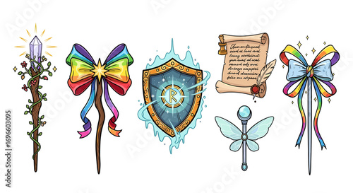 Whimsical Fantasy Collection: Colorful Magical Items for Wizards and Witches