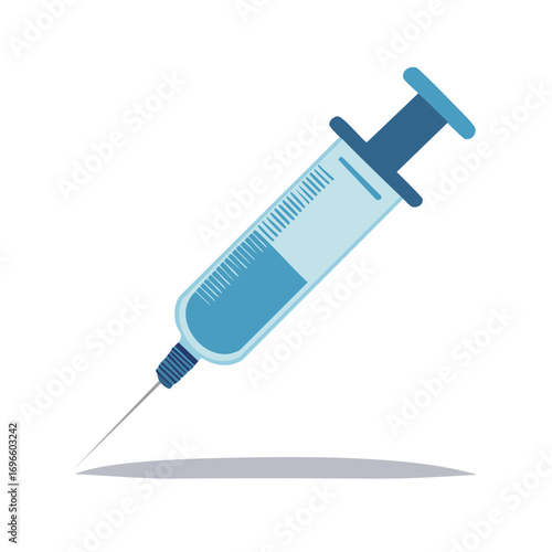 Blue Medical Syringe Vector Graphic Flat Illustration Injection Medication