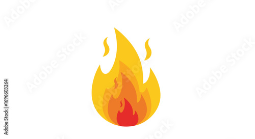 Stylized flame emblem with vibrant yellow and orange gradients, isolated on a clean white backdrop rendering a bold, fiery design statement