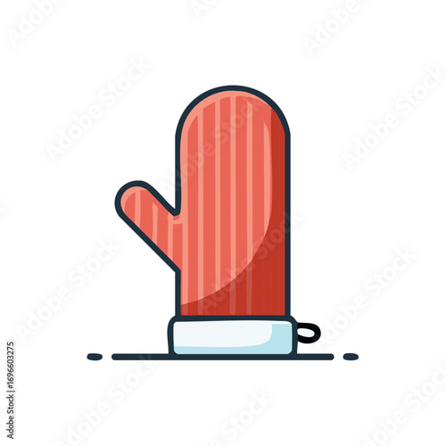 Oven mitt cartoon for kitchen safety when cooking or baking with bright colors and cute design