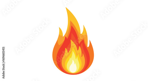 Stylized fire design with layered flame elements on clean white backdrop emphasizing a burning sensation