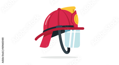 Stylized Firefighter Helmet Illustration on White Background representing Safety and Protection showcasing a symbol of heroic service