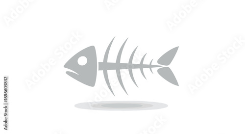 Stylized fishbone silhouette on a bright background evoking minimalistic design and marine life representation conveying themes of scarcity or