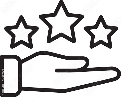 Hand holding three stars representing quality and excellence