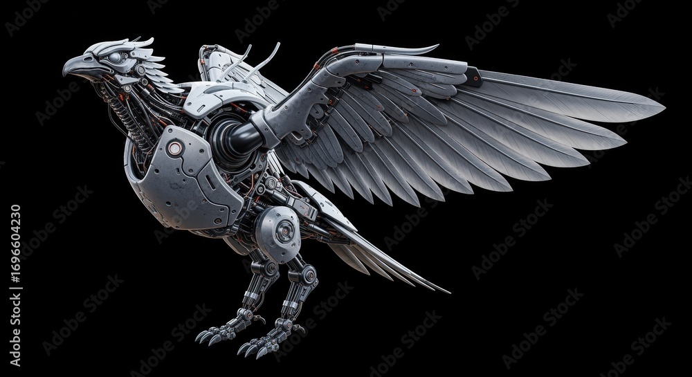 Obraz premium Futuristic Robotic Eagle with Mechanical Wings