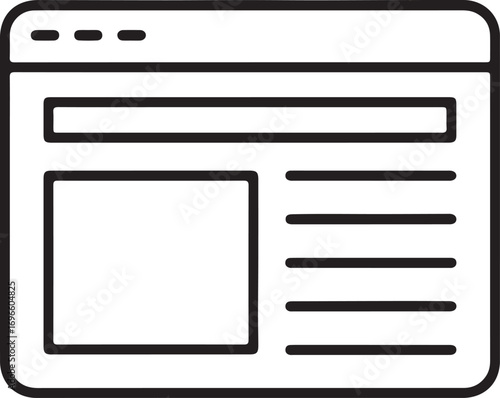 Simple line art icon of a web browser window displaying content