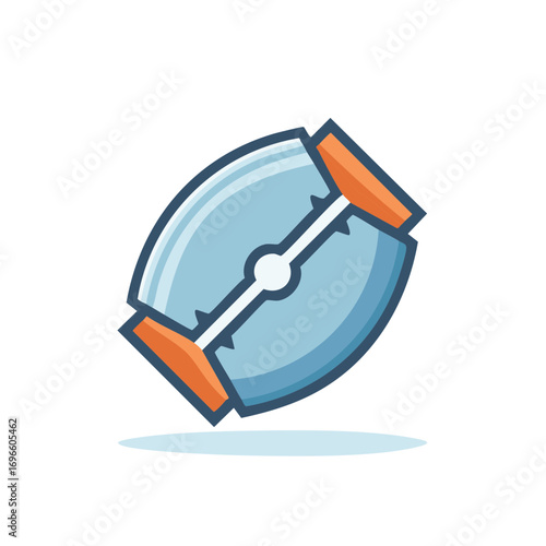 Stylized sharp safety razor blade for shaving and grooming personal care illustration