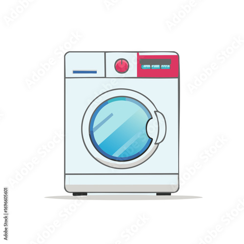 Cartoon Washing Machine Illustration Laundry Appliance Front Load Washer Isolated Style