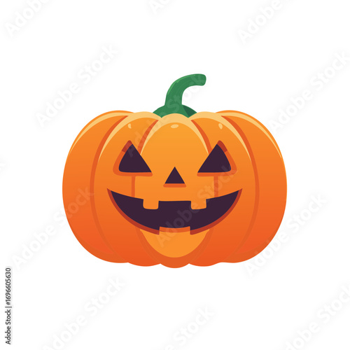 Cartoon Jack o' Lantern smiling with carved face for Halloween holiday celebrations