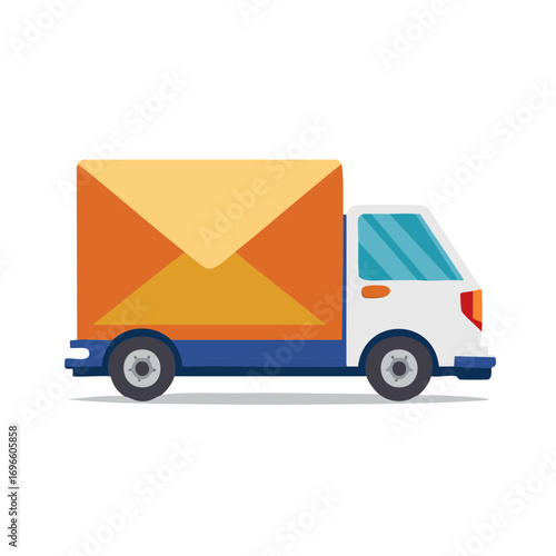 Delivery Truck Carrying a Giant Envelope Mail Transport Service