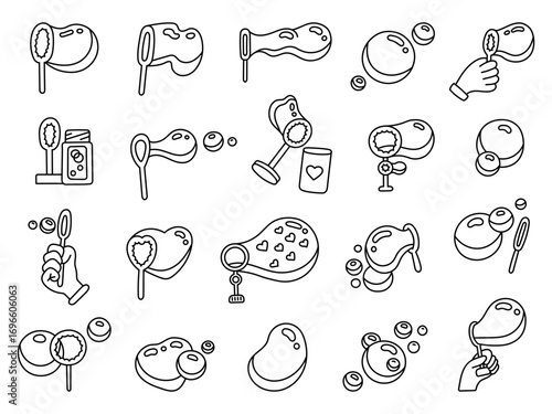 Bubble blower set in outline line art