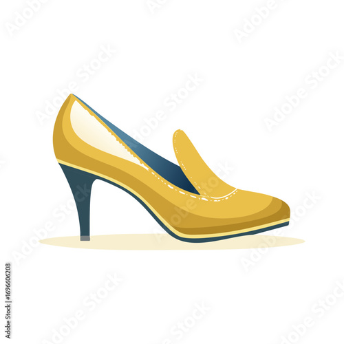Elegant yellow high heel pump shoe fashion accessory illustration feminine style