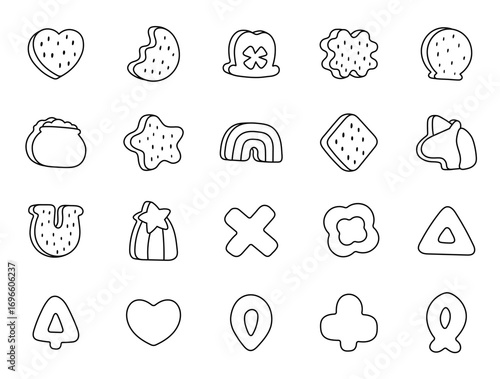 Lucky charms cereal set in outline line art