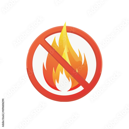 No fire sign graphic vector, forbidden flame, dangerous symbol, blaze ban, fire hazard, safety notice