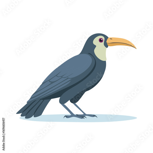 Charming cartoon toucan bird with vibrant beak and plumage