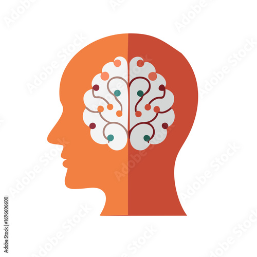 Creative head silhouette showcasing brain power idea generation innovation thinking