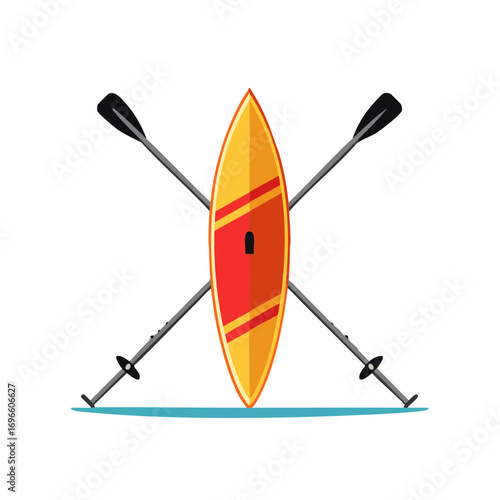 Paddleboard and paddles illustration in flat design style