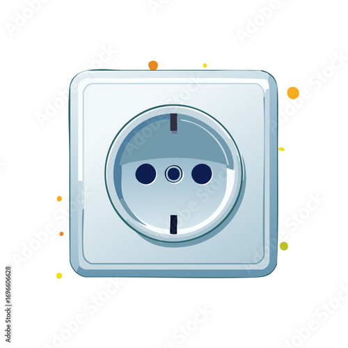 Cartoon Electrical Outlet Wall Socket Type C, Europlug. Power Supply Illustration
