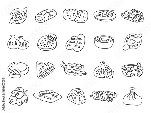Food georgian set in outline line
