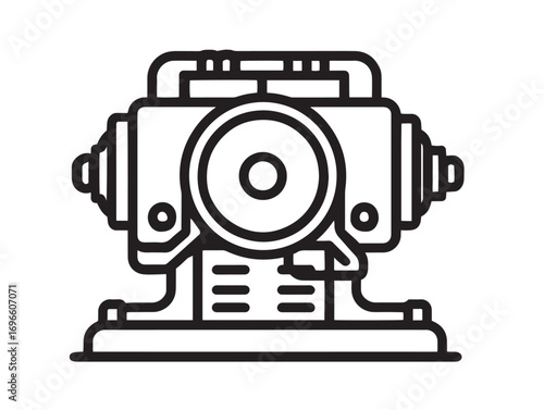 Modern Tractor Winch Icon in Sleek Minimal Farming Line Vector Illustration Artwork