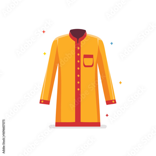 Traditional Asian Kurta Pajama Style Garment Graphic Illustration
