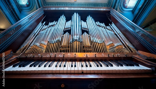 Wallpaper Mural pipe organ keyboard and pipes in auditorium Torontodigital.ca