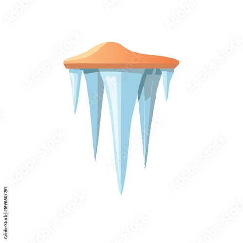 Cartoon style icicles with snow roof illustration for winter season concept