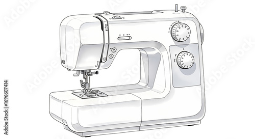 Sewing machine design in detail illustrating stitching capabilities and control features