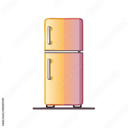 Colorful two door modern refrigerator illustration with a smooth gradient color scheme