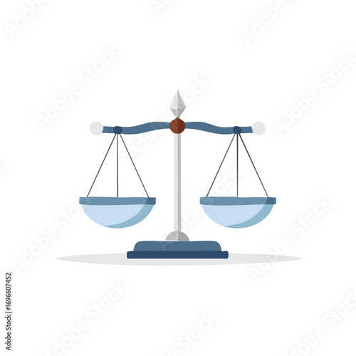Balanced Scale of Justice with Hanging Pans, Symbol of Fairness and Equilibrium, Representing Legal System and Judgement