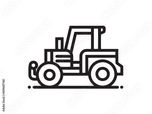 Professional Tractor Winch Icon in Clean Agricultural Minimal Vector Illustration Style