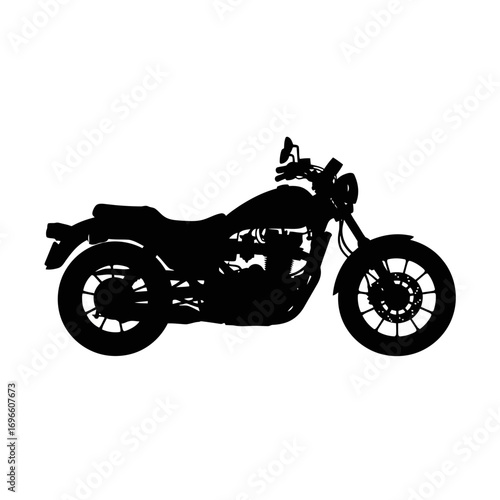 Classic motorcycle silhouette isolated on white background