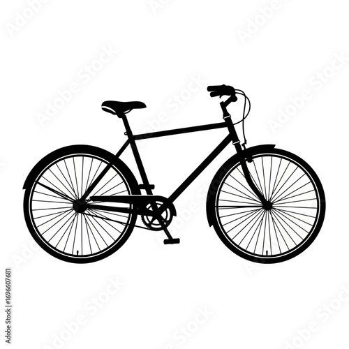 Black bicycle silhouette isolated on white background