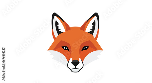 Stylized orange fox head illustration with striking geometric shapes and sharp contrasting colors, perfect for logos