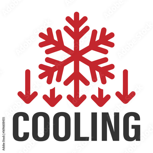 Red Cooling Snowflake Icon for Air Conditioning and Temperature Control Label