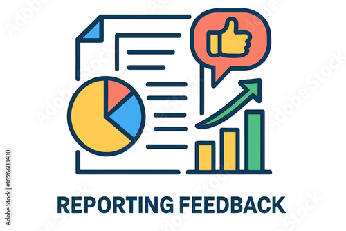 Reporting feedback with pie chart and bar graph illustration reporting feedback layout