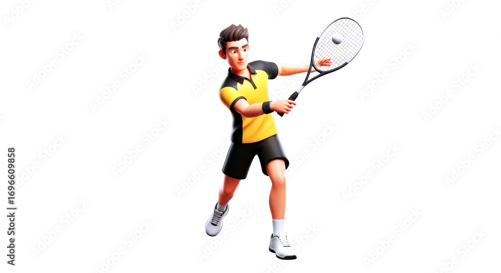 custom made wallpaper toronto digital3d cartoon squash player dynamic serve, intense focus, championship ambition, isolated on transparent background